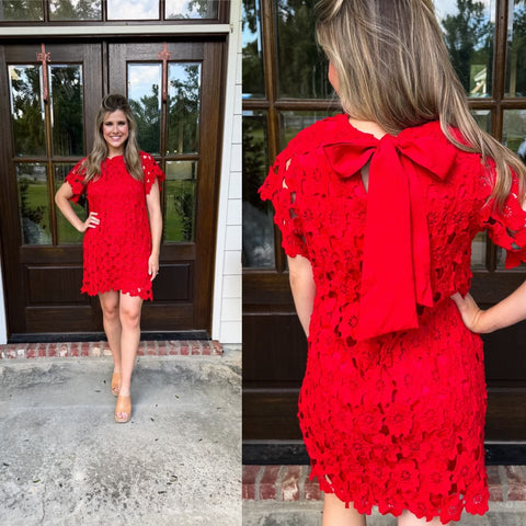 Ruby Red Floral Dress