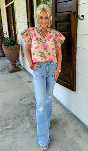 Floral Peach Top