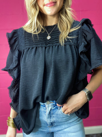 Black Ruffle Top